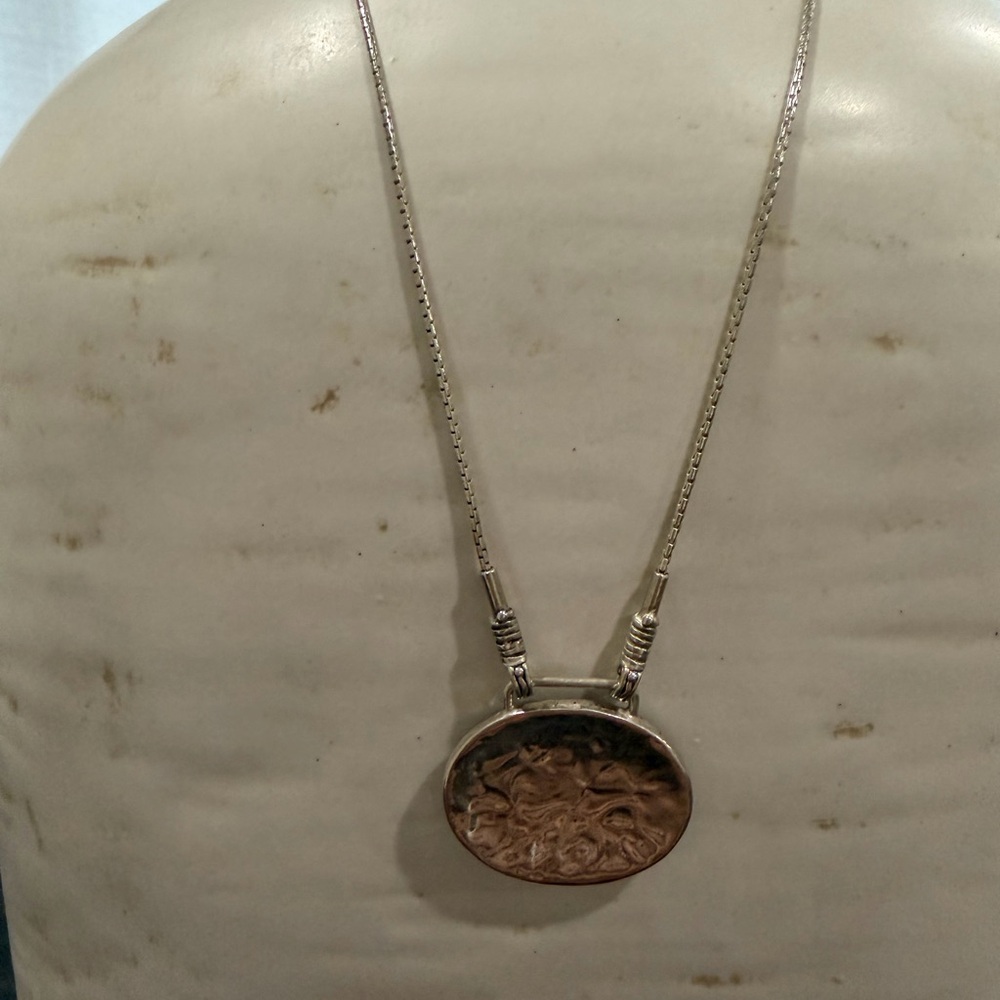 Silpada Sterling Silver Hammered Oval Necklace